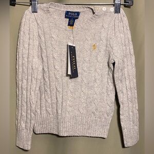 Polo by Ralph Lauren  Cable Knit Sweater Grey 4 NWT